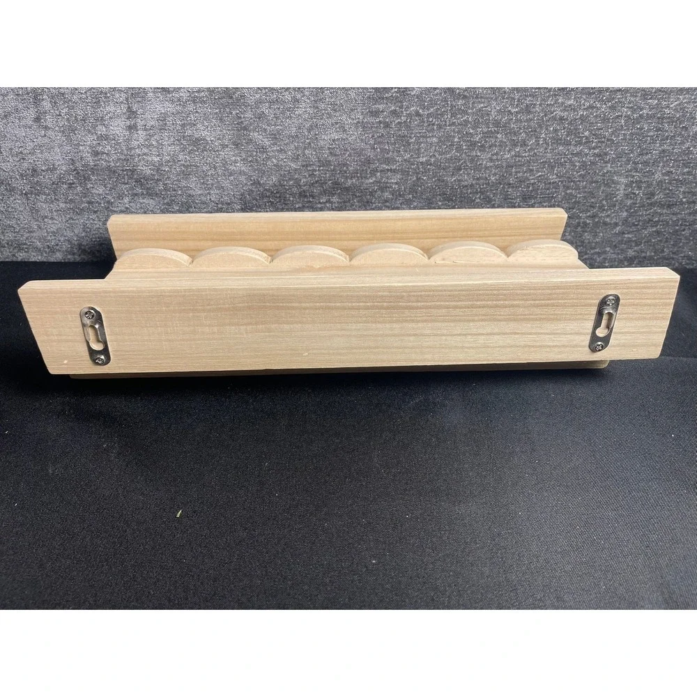 Natural Wood Scalloped Wall Shelf Floating Ledge Picture Rail 15.5 Inch Display